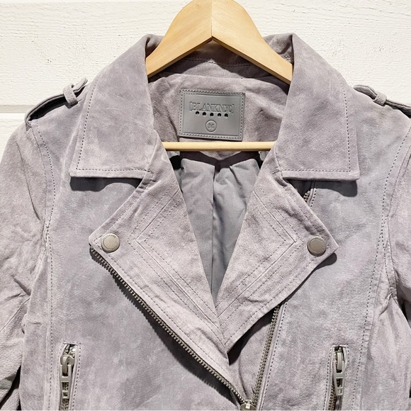Blank NYC Cloud Grey Suede Leather Moto Biker Jacket Size Medium - Picture 10 of 17